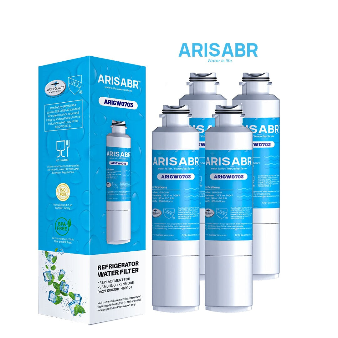 ARISABR Refrigerator Water Filter Replacement for Samsung, Kenmore, DA29-00020B, DA29-00020A, HAF-CIN/EXP, RF28HMEDBSR/AA, RF28K9380SR, RWF0700A (4pack)