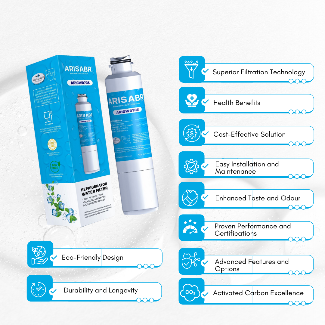 ARISABR Refrigerator Water Filter Replacement for Samsung, Kenmore, DA29-00020B, DA29-00020A, HAF-CIN/EXP, RF28HMEDBSR/AA, RF28K9380SR, RWF0700A (4pack)