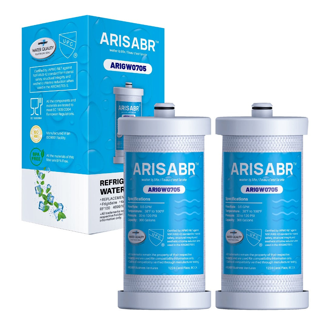 Material: BPA-Free, Food-Grade and Carbon Fibre
Certification: IAPMO and NSF
Product Benefits: Reduces Chlorine, Removes Mercury, Reduces Herbicides, Reduces Pesticides, Removes Odour, Removes Lead
Brand: ARISABR
Unit Per Order: 2
Compatible With: Frigidaire WF1CB HDX FMF-2 HDX-FMF-2 Kenmore 9910 469910 46-9910 9910P 046991000 04609910000 RWF2300A  ARIGW0705. Please the product description for more.
