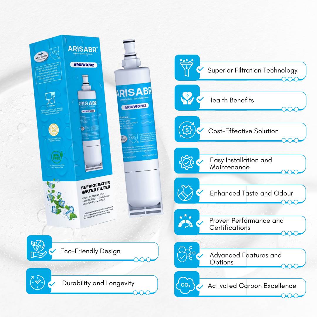 ARISABR Refrigerator Water Filter Replacement for Whirlpool 4396508P, Kenmore 46-9902, 8212652, Thermador KSZ6T9500, Kitchenaid, 4396508p Solar Freezer Refrigerator, RWF0500A (2pack)