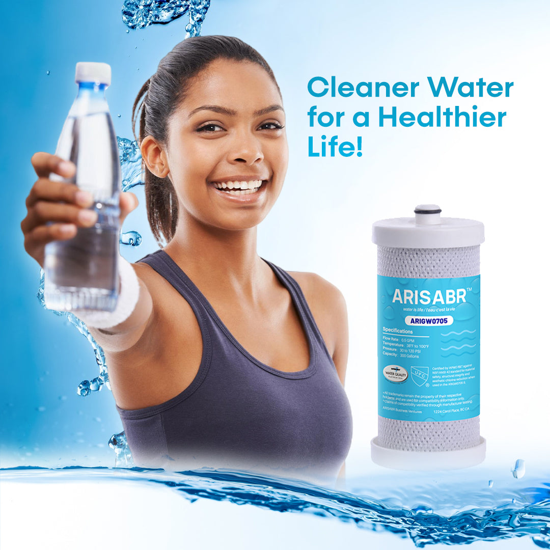 ARISABR Refrigerator Water Filter Replacement Cartridge, Natural Coconut Activated Carbon Compatible for WF1CB, WFCB, RG100, NGRG2000, WF284, 9910, 469906, 469910 Fridge Water Filter, RWF2300A, (4pack)