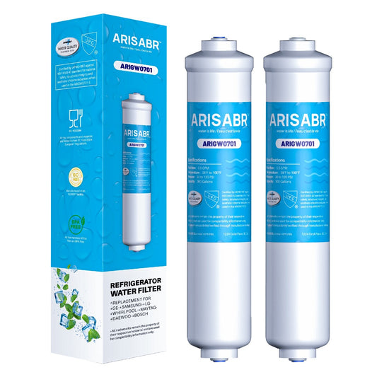 ARISABR Refrigerator Water Filter Replacement Cartridge for LG, Samsung, Culligan, GE, Whirlpool, Daewoo, Bosch, DA29-10105J, 5231JA2003B, IC-100-D, GXRTDR, RWF0300A 2pack