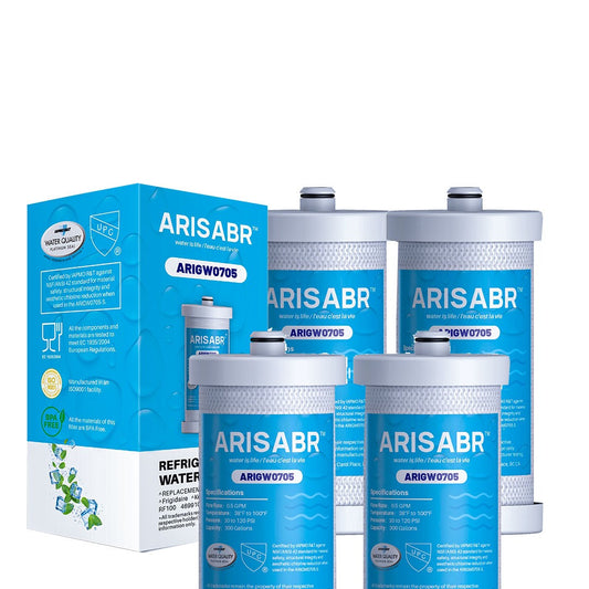 ARISABR Refrigerator Water Filter Replacement Cartridge, Natural Coconut Activated Carbon Compatible for WF1CB, WFCB, RG100, NGRG2000, WF284, 9910, 469906, 469910 Fridge Water Filter, RWF2300A, (4pack)